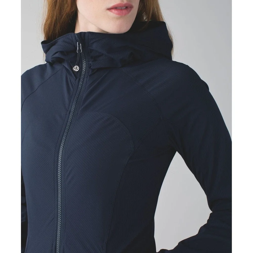 Lululemon Womens 8 Flux Jacket Reversible Zip Up Hooded‎ Navy